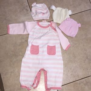Baby girl outfit and hats